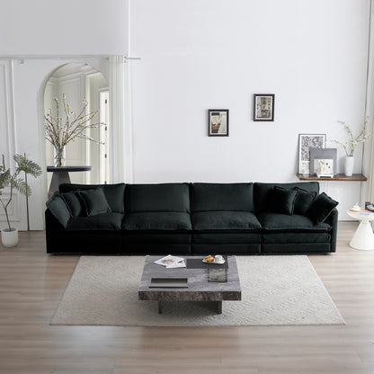 4-Seater Modular Sectional Sofa with Chenille Upholstery, Configurable, Easy Assembly, Black