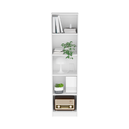 Vinton XS Compact White Bookcase with Five Shelves