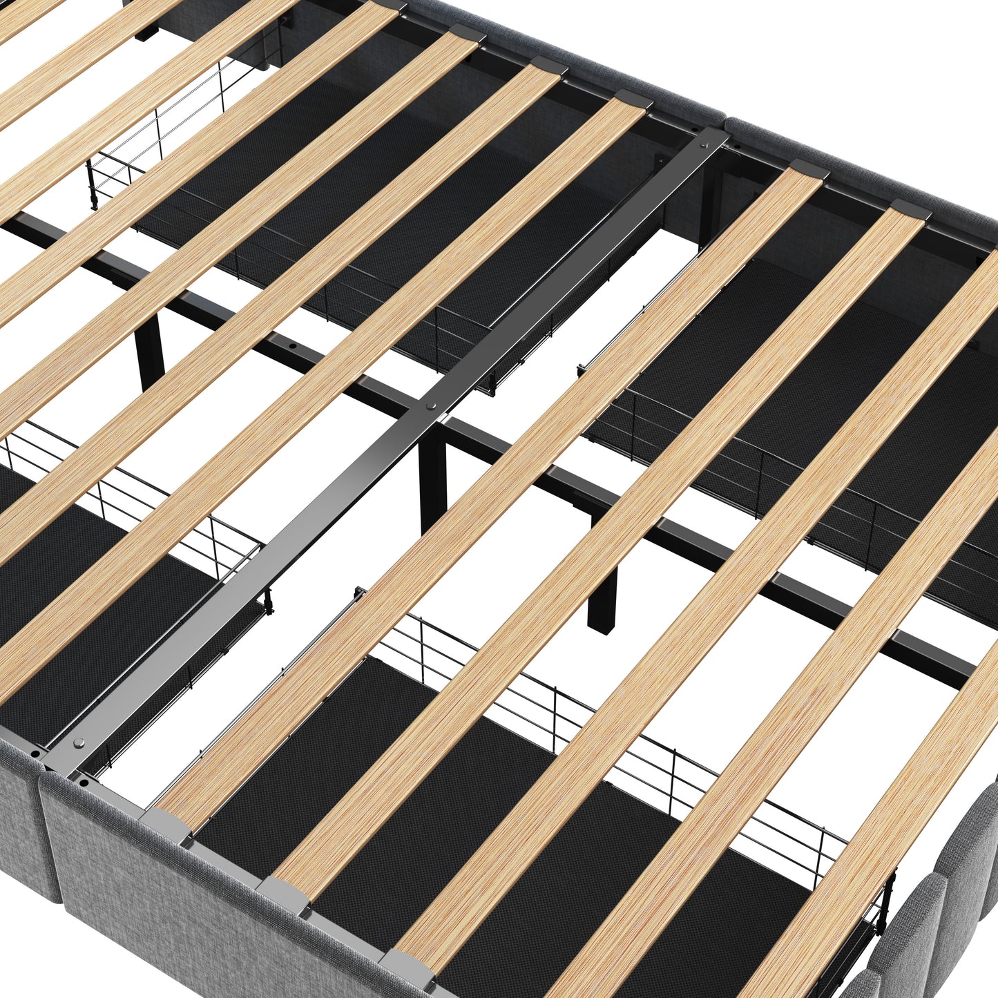 Light Grey Full Size Bed Frame with RGB LED Lighting and 4 Storage Drawers