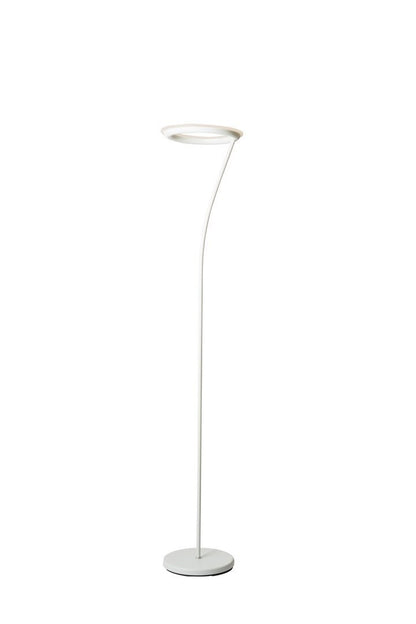 73-Inch Tall LED Torchiere Floor Lamp with Halo Shade, Metal Body, Foot Dimmer, 1900 Lumens, 3000K Matte White