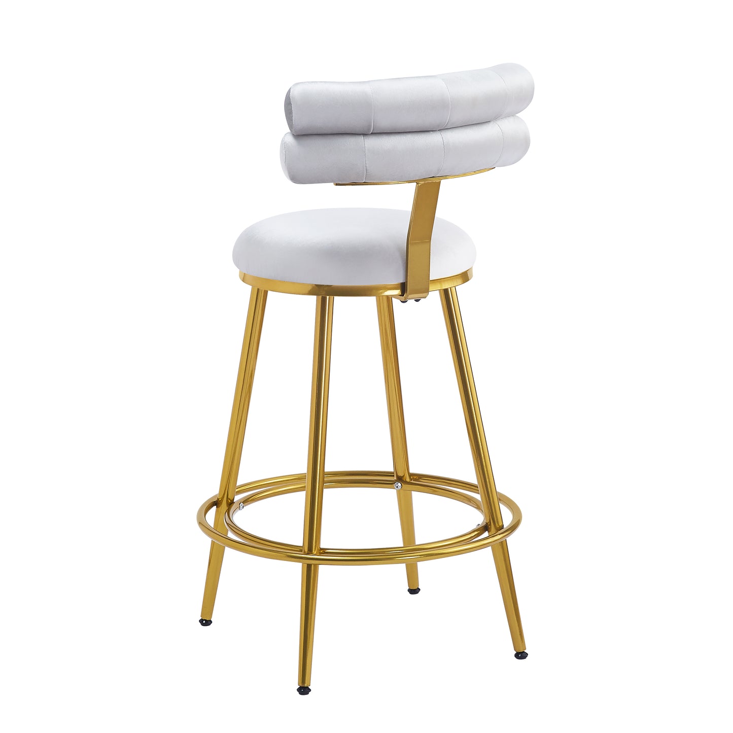 27.65'' Modern Counter Stools Set of 2,Light gray velvet Counter Stools with iron Frame,Soft back and cushion,Footrest,suitable for Kitchen/Bedroom/Dining Room