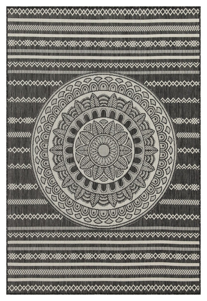 Indoor/Outdoor Rug, 2'7" x 7'3", Flatweave Polypropylene, Easy-Clean, Stain-Resistant, Entryway Anthracite