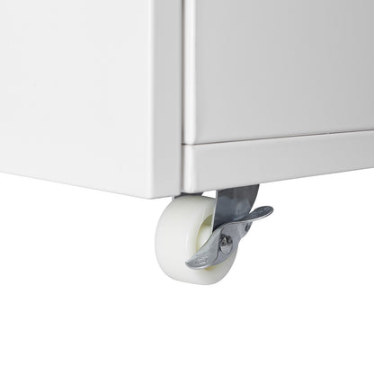 Versatile Mobile Copier Cabinet - White Steel 2-Door Printer and File Stand