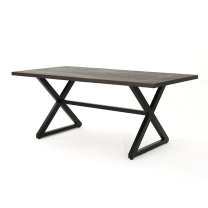 Outdoor Aluminum Dining Table With Steel Frame 70.5 In Long 35.25 In Wide For Patio Or Garden Dining Brown