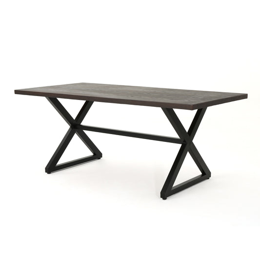 Outdoor Aluminum Dining Table With Steel Frame 70.5 In Long 35.25 In Wide For Patio Or Garden Dining Brown