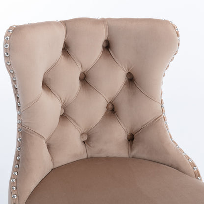 AA Velvet Swivel Bar Stools Adjustable 25 To 33 Chrome Khaki