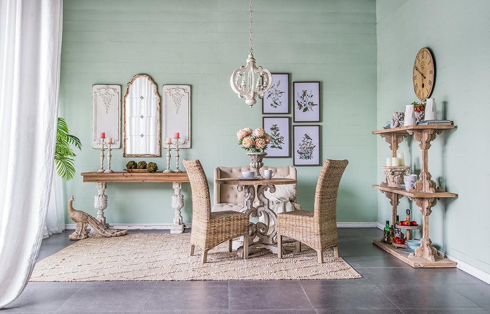 French Country 6-Light Wood Chandelier with Adjustable Chain, Bulbs Not Included, Whitewashed Beige