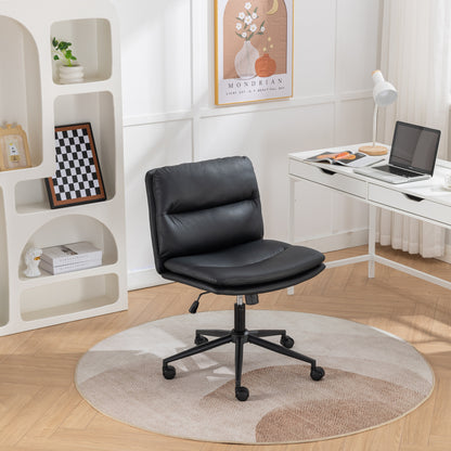 Bizerte Height-Adjustable Swivel Criss-Cross Chair with Wide Seat for Office and Vanity Use, Black