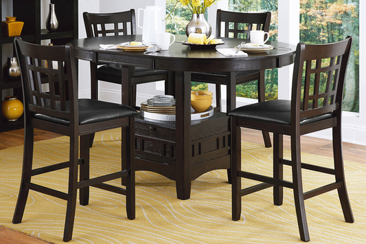 Counter Height Dining Set Five Piece Table Leaf Dark Cherry