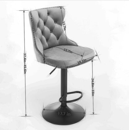 AA Velvet Swivel Bar Stools Adjustable 25 33 Gray Set of 2