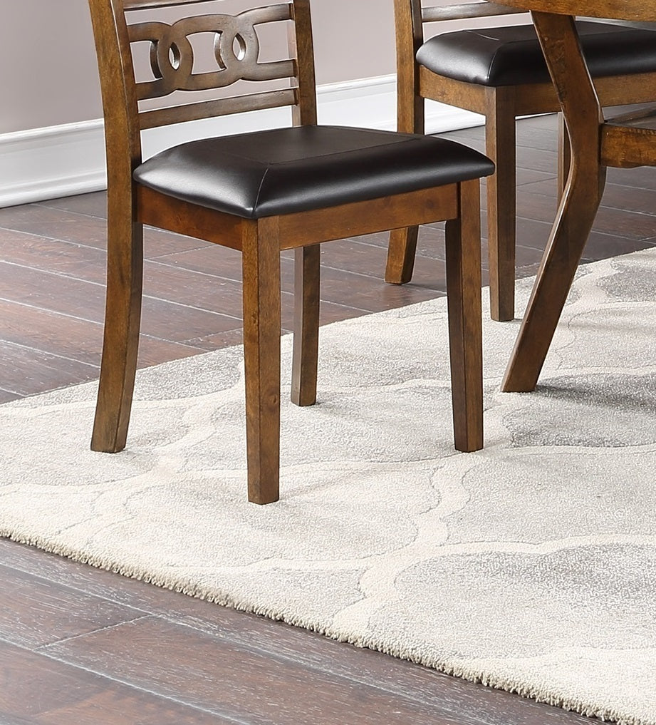 Set of 2 Cushioned Dining Room Side Chairs with Knot-Back, 18x22.5x38, Rubberwood MDF, Walnut Finish