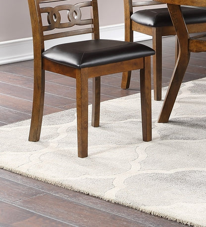 Set of 2 Cushioned Dining Room Side Chairs with Knot-Back, 18x22.5x38, Rubberwood MDF, Walnut Finish