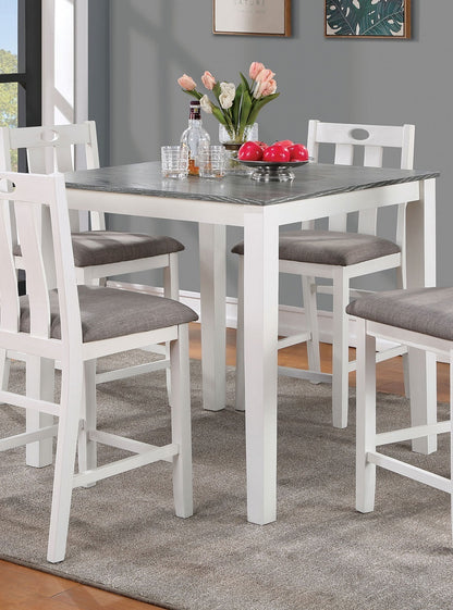 Counter Height Wood Dining Set 36Inch Table 4 Chairs White