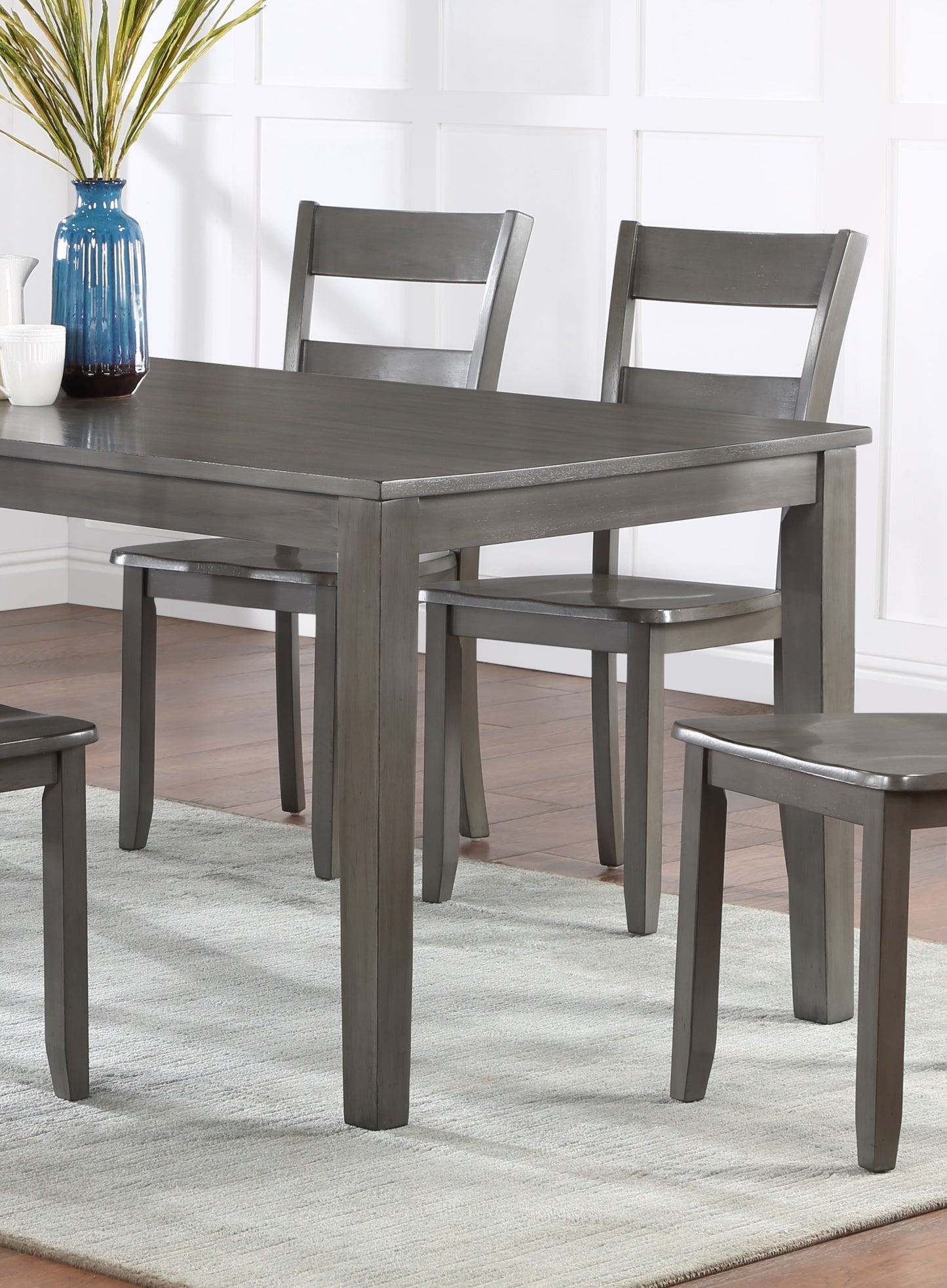 Rectangular Dining Table Wood Base Dining Room Gray Finish