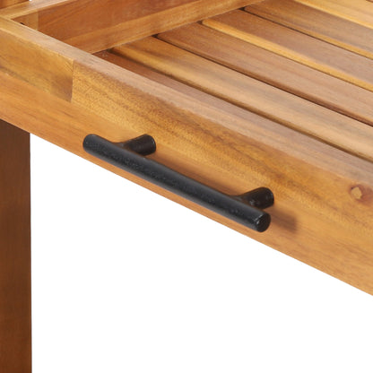 Acacia Wood Bar Cart With Slat Design And Wine Holders