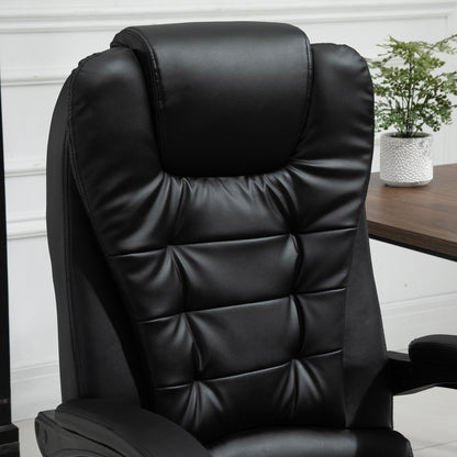 Vinsetto Ergonomic Massage Executive Chair with Adjustable Recline, Lumbar Support, and Footrest - Black Faux Leather