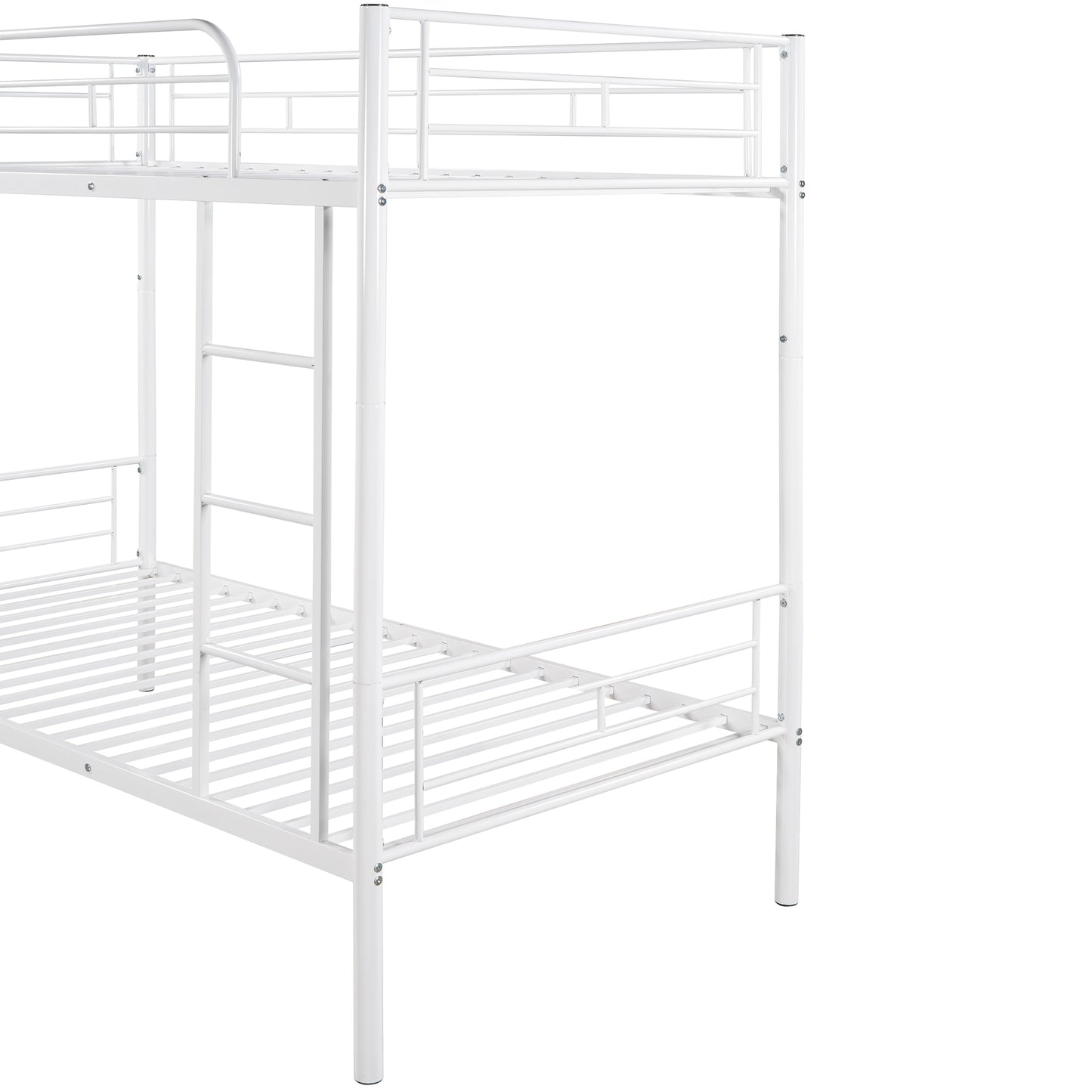 Stylish White Twin Over Twin Metal Bunk Bed for Space-Saving Solutions