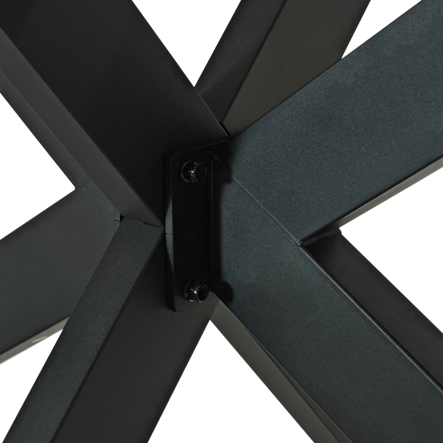 Retro Dining Table Antique Wood Top Cross Iron Base Black