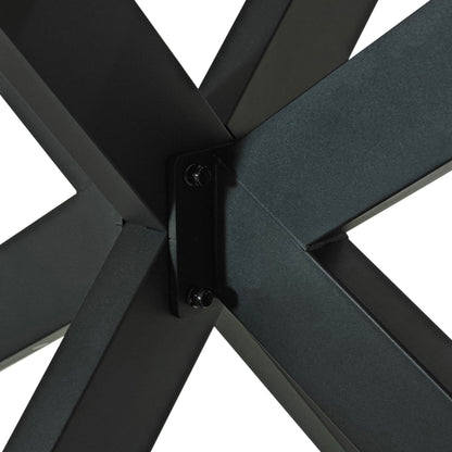 Retro Dining Table Antique Wood Top Cross Iron Base Black