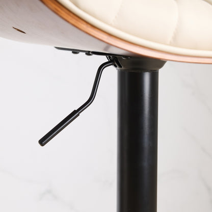 Walnut Bentwood Bar Stool Mid Century 360 Swivel Beige