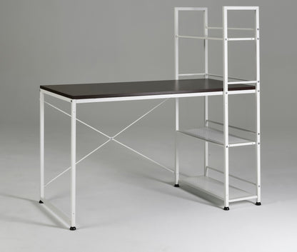 Convertible Dual-Sided Workstation Desk with Bookshelf - White/Brown