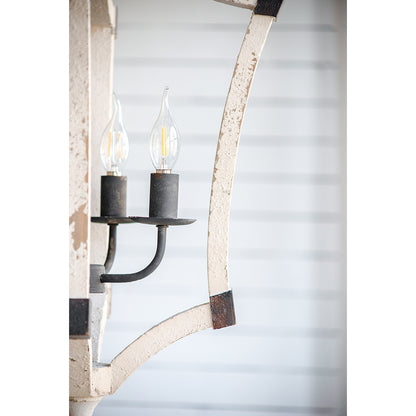 Four-Light Wood Chandelier with Adjustable Chain for Kitchen, Foyer, 18in Wide, Bulbs Not Included, Cream