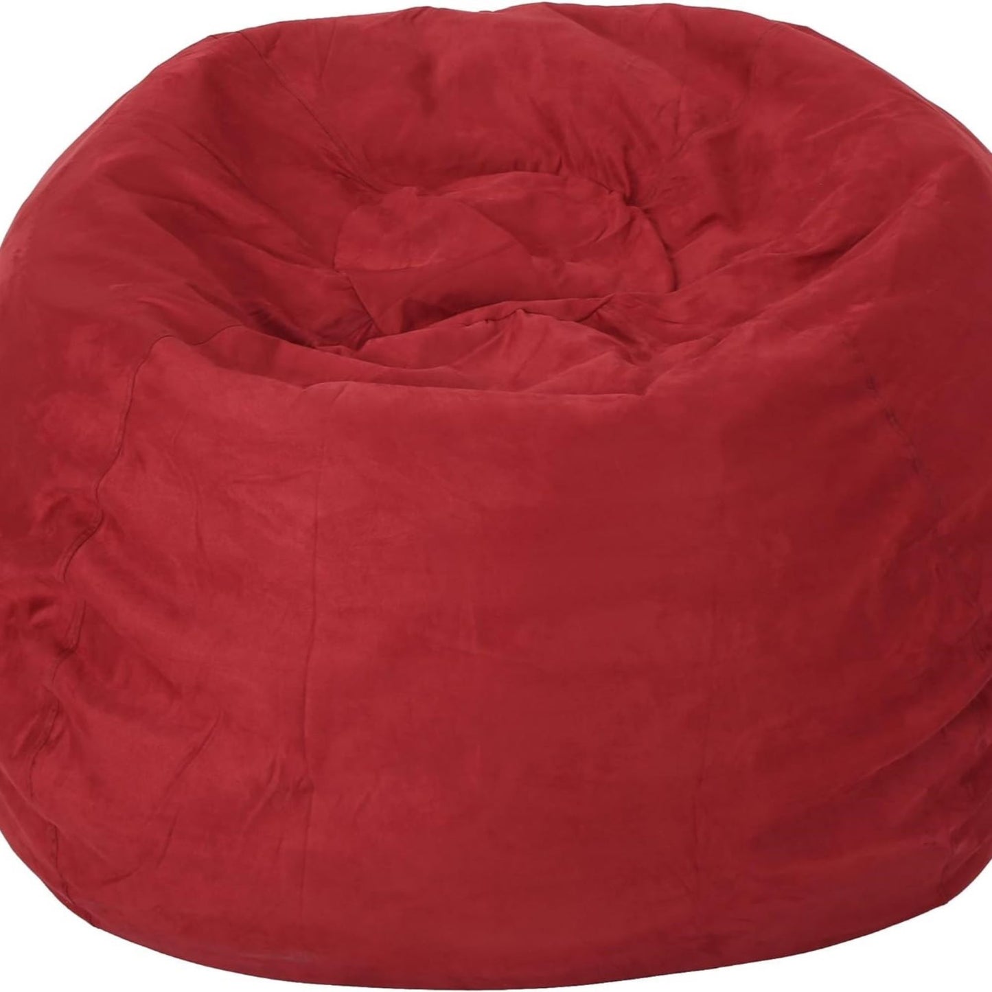 Large Bean Bag Chair, High-Density Shredded Foam, Removable Microsuede Cover, 56 x 56 x 42 in, Chinese Red