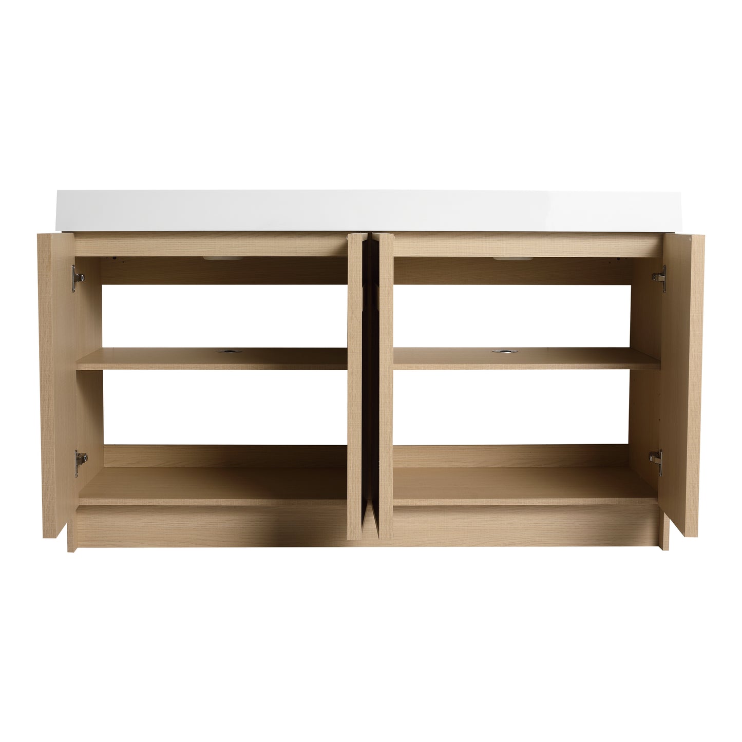 60-Inch Modern Freestanding Bathroom Vanity with Double Resin Sink & Soft-Close Doors