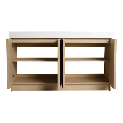 60-Inch Modern Freestanding Bathroom Vanity with Double Resin Sink & Soft-Close Doors