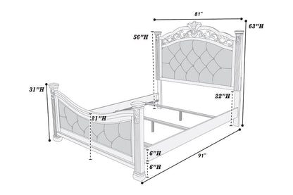 Elegant Dark Cherry California King Size Bed with Luxurious Tufted Faux Leather Headboard and Footboard