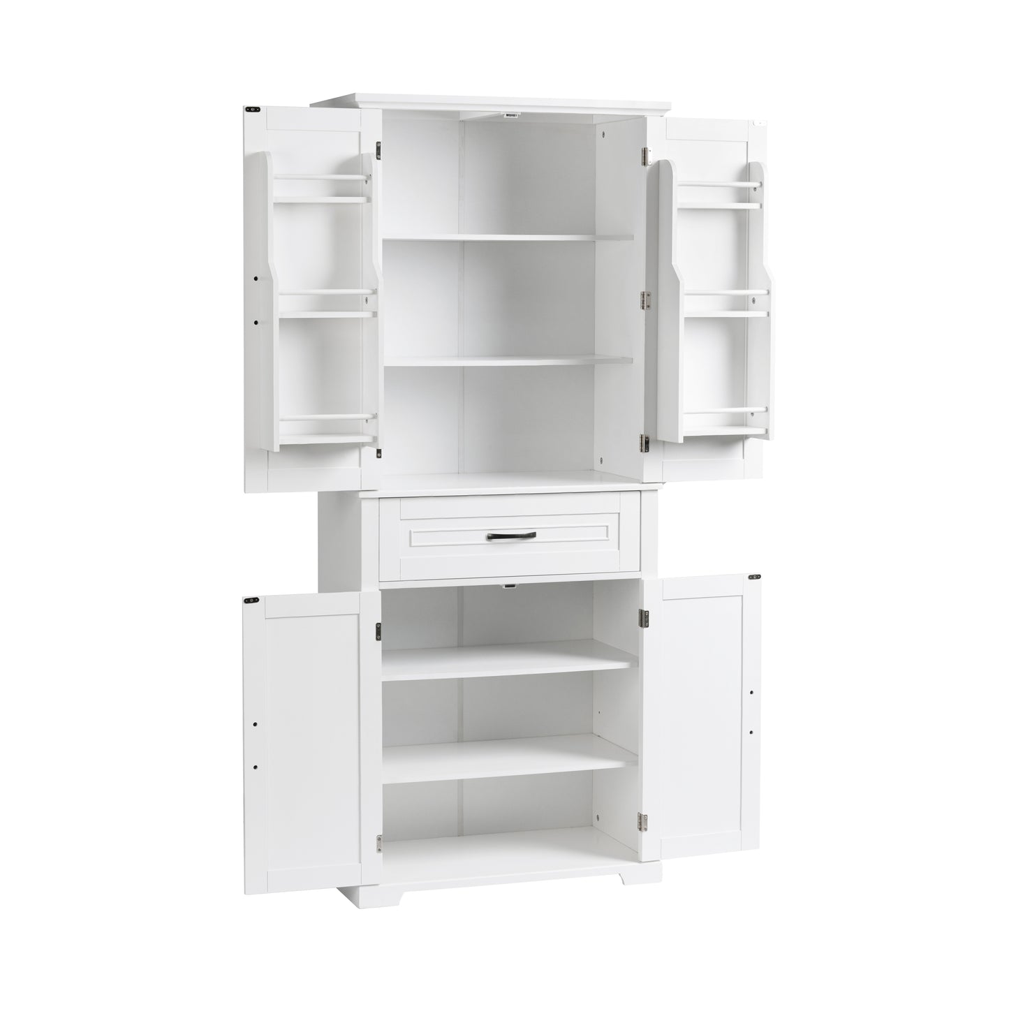 Tall White Bathroom Storage Cabinet with Adjustable Shelf and Drawer, Versatile Multi-Functional Organizer