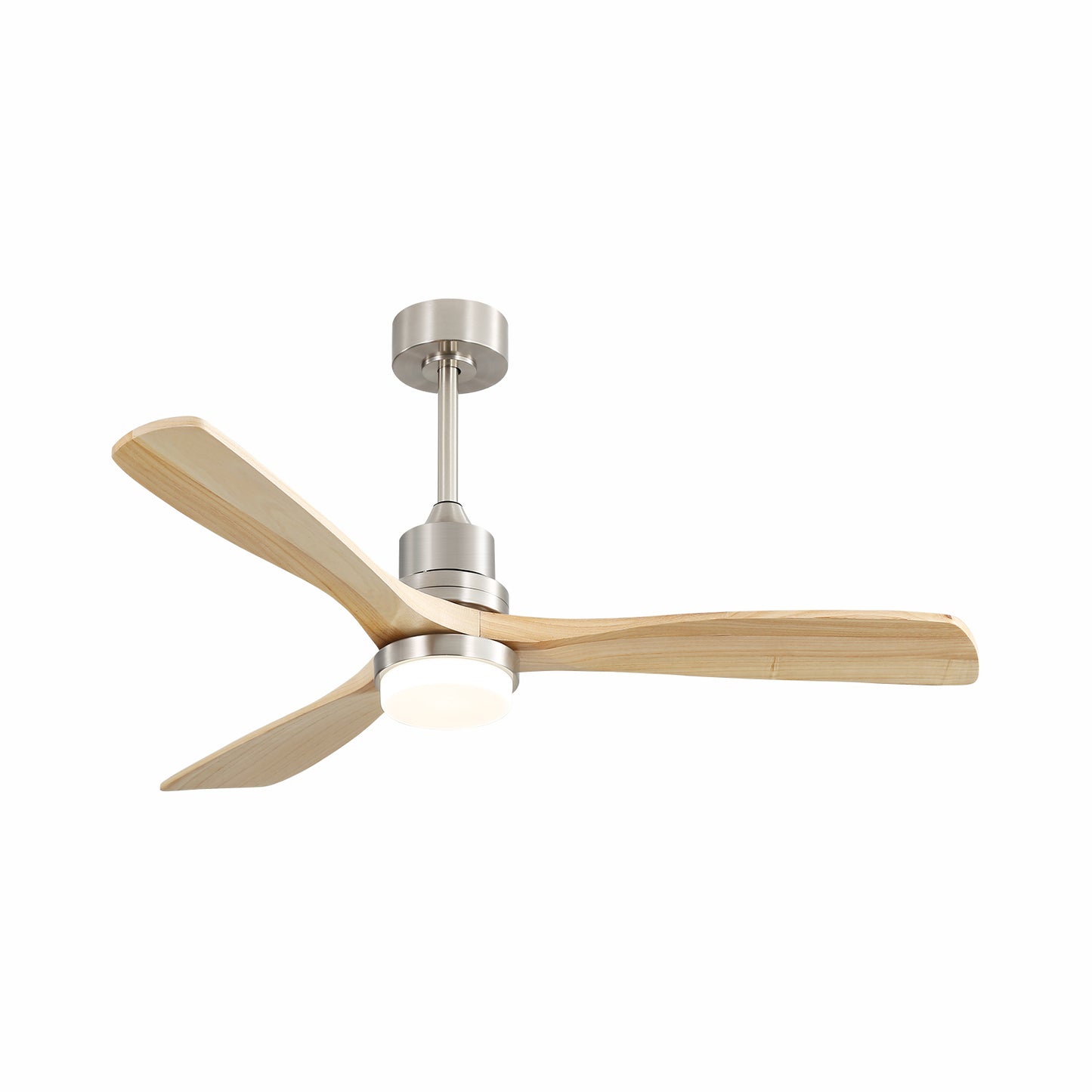 52in Ceiling Fan with LED Light, Remote, 6-Speed DC Motor, 3 Wood Blades, Reversible, Brushed Nickel