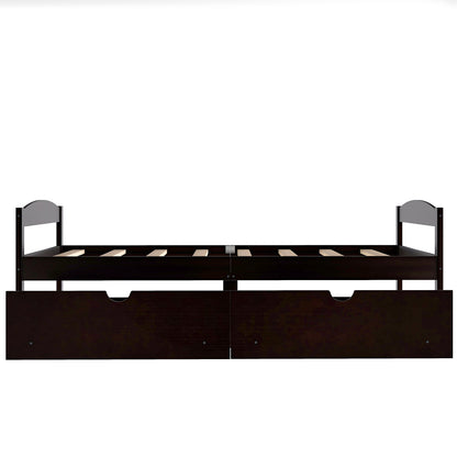 Espresso Twin Platform Bed with Dual Storage Drawers
