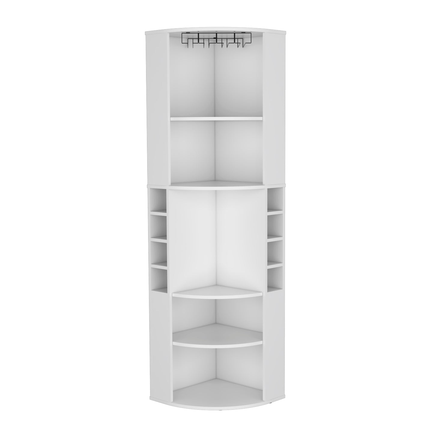 Modern White Corner Bar Cabinet With Five Shelves Storage