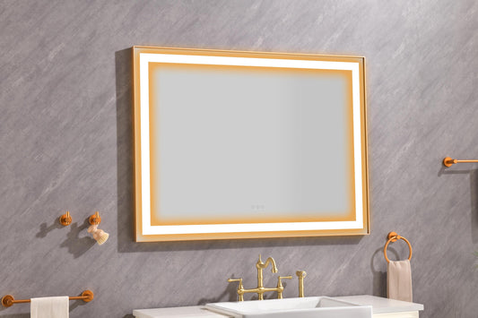Large 48x36 Illuminated Bathroom Mirror with Dual Control Anti-Fog Feature
