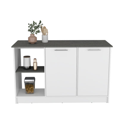 Padua Kitchen Island in White and Onyx Finish