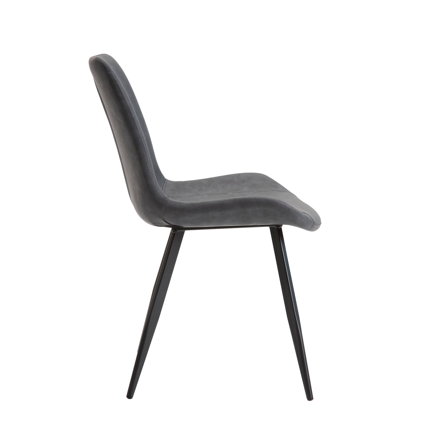 Set of 2 Modern Faux Leather Dining Chairs with Black Metal Legs, Easy Assembly, Dining Kitchen, Gray
