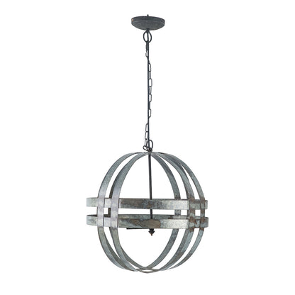 4-Light Spherical Galvanized Metal Chandelier with Adjustable Chain for Kitchen & Dining - Antique Silver