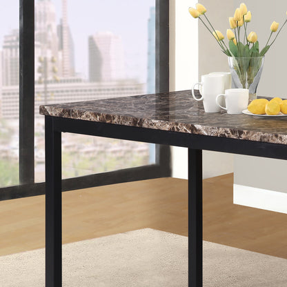 Metal Dining Table With Laminated Faux Marble Top Black