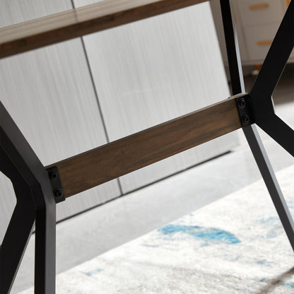 Dining Table MDF Top Metal Legs Walnut And Black Finish