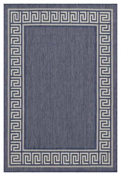 Indoor/Outdoor Rug 7'3 x 2'7, Polypropylene, Durable, Easy-Care, Pet Friendly, Patio/Living Room Blue