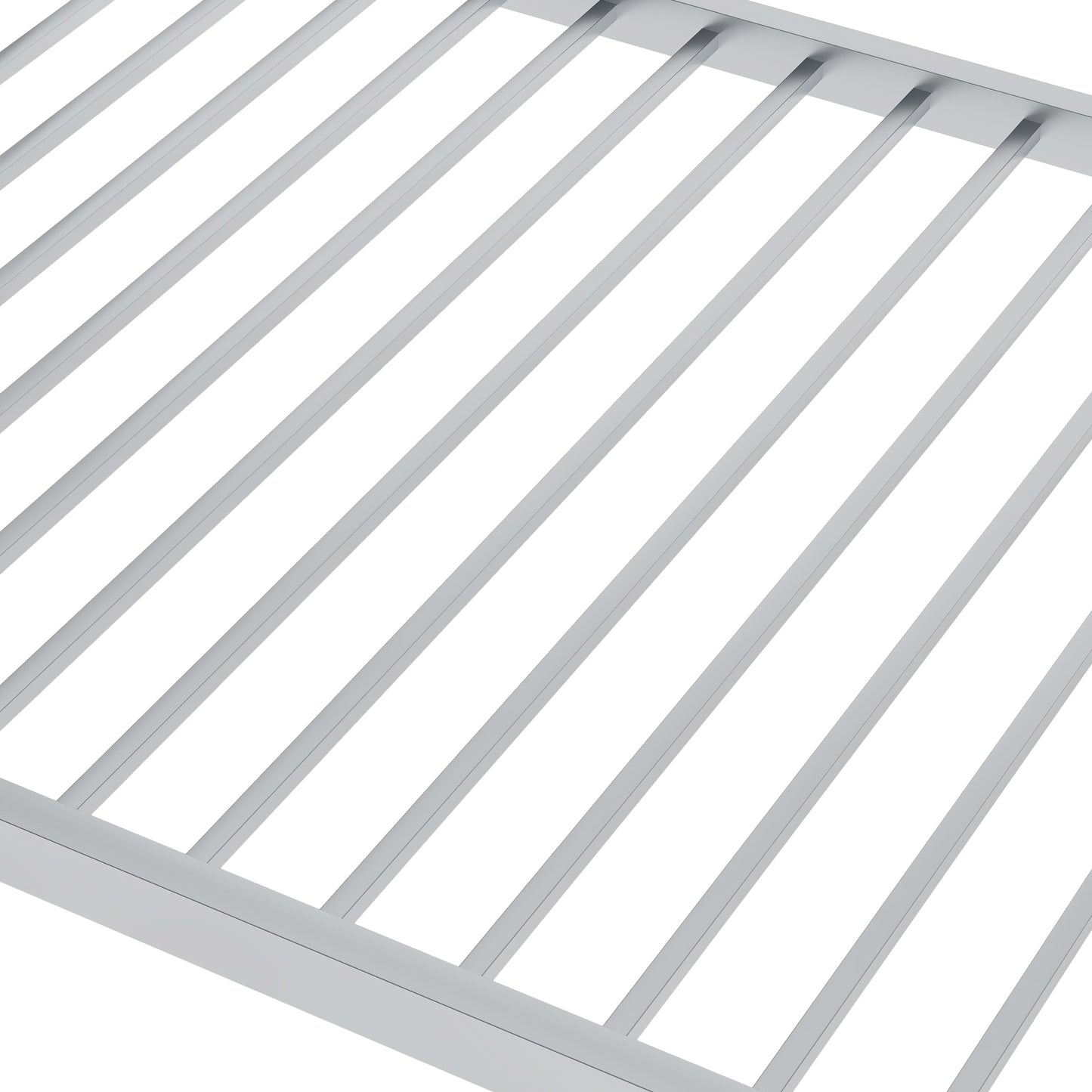 Silver Twin Over Twin Low Metal Bunk Bed with Ladder