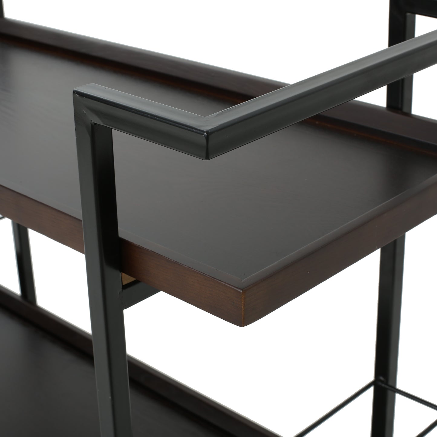 Modern Industrial Rolling Bar Cart With Wood Shelves