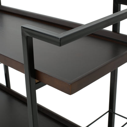 Modern Industrial Rolling Bar Cart With Wood Shelves