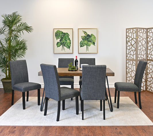 Hairpin Dining Table Set With 6 Chairs Three Color Options