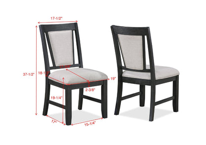 Set of 2 Modern Dining Chairs - Upholstered Seat & Back, Wood Frame, Dining Room Gray