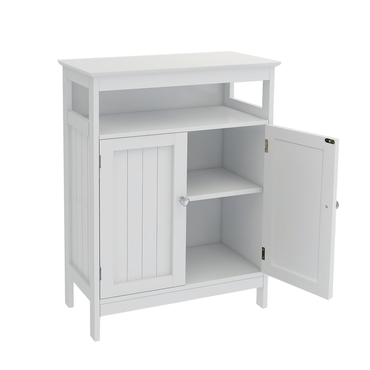 Elegant White Bathroom Storage Cabinet with Double Shutter Doors