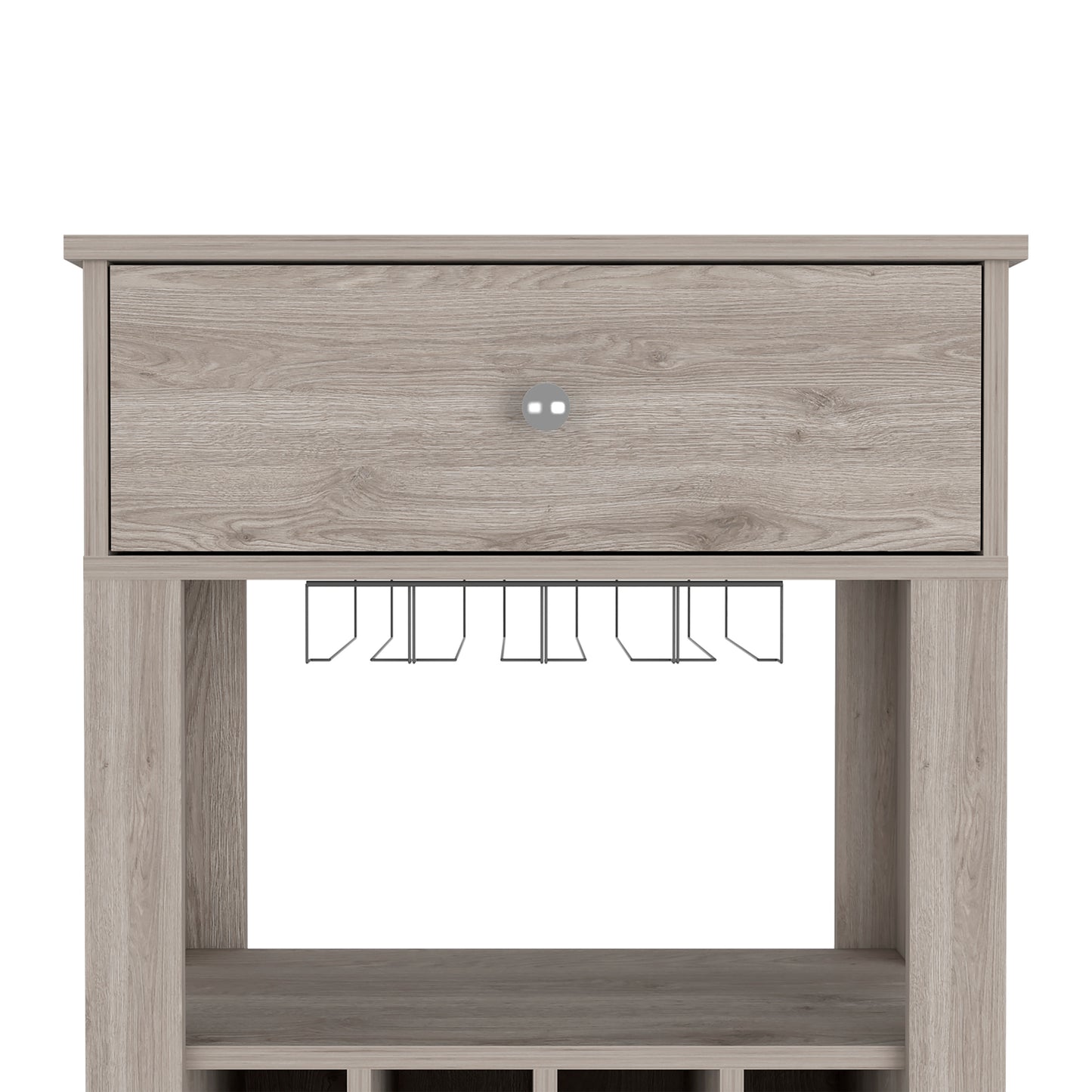 Modern Light Gray Wine Cart With Drawer And Cubbies