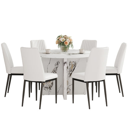 Round Dining Table 42Inch For Four To Six Modern MDF White