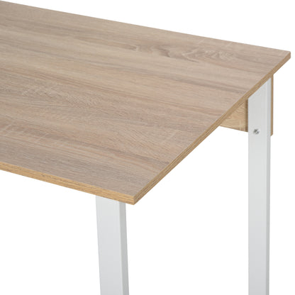 HOMCOM 88" Extended Dual Workstation Desk with Bookshelf, Natural Wood Finish - Ideal for Home Office and Collaborative Study